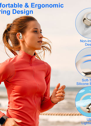 Wireless Open Ear Earbuds V5.4 – Sport Headphones with Earhook LED Case IPX5 Waterproof