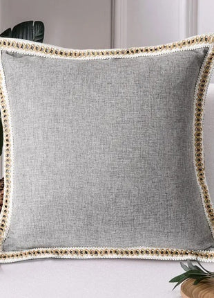 Rustic Linen Throw Pillow Covers Set of 2 – 20x20 Gray Decorative Farmhouse Cushion Covers for Sofa Couch Bed