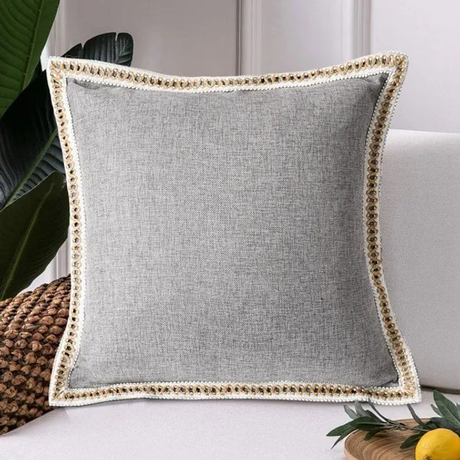 Rustic Linen Throw Pillow Covers Set of 2 – 20x20 Gray Decorative Farmhouse Cushion Covers for Sofa Couch Bed