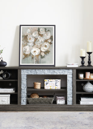 70" TV Stand with Faux Stone Surround – Modern Media Entertainment Center