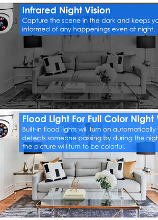 1080P WiFi Bulb Security Camera – E27 Smart IP Camera with Night Vision, Motion Detection & Two-Way Audio