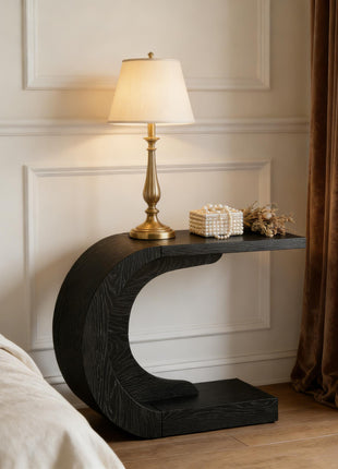 Modern Wave Console Table – C-Shape Entryway Sofa Table with Decorative Curved Design