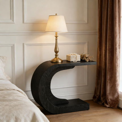 Modern Wave Console Table – C-Shape Entryway Sofa Table with Decorative Curved Design