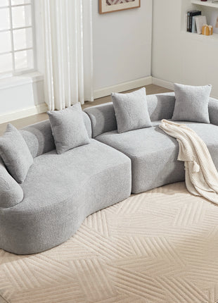 110" Curved Boneless Modular Sectional Sofa – Chenille Compression Couch (Grey)