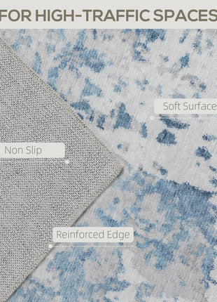 8x10 Washable Area Rug Non-Slip – Modern Abstract Chenille Carpet for Living Room Bedroom Blue