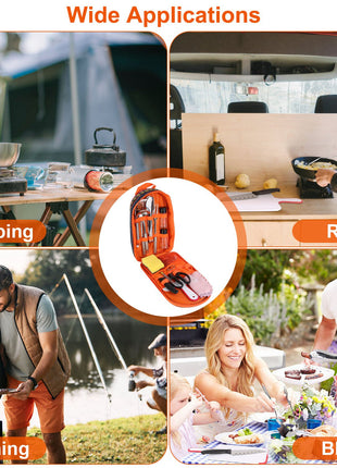 19-Piece Camping Cooking Utensil Set – Portable Outdoor Kitchen Kit with Stainless Steel Tools & Organizer Bag