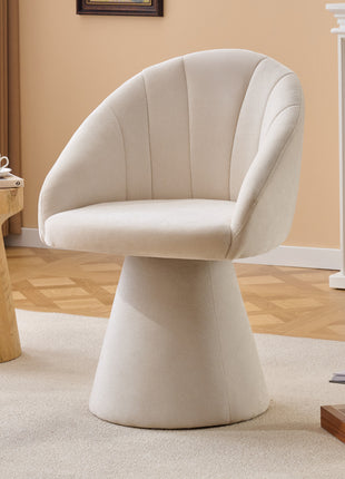 Chenille Swivel Accent Chair – Modern Upholstered Vanity Dining Chair with Curved Backrest