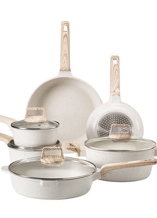 Likeshoppe 17-Piece Non-Stick Cookware Set – Maifan Stone Pots and Pans Set for Gas, Electric & Induction Stovetops
