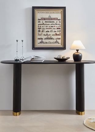 Likeshoppe 59.1 Inch Entryway Table For Living Room,Narrow Console Table With Unique Stainless Steel Legs Design, Modern Design MDF Sofa Table Entrance Table For Hallway, Entrance,Apartment,Black