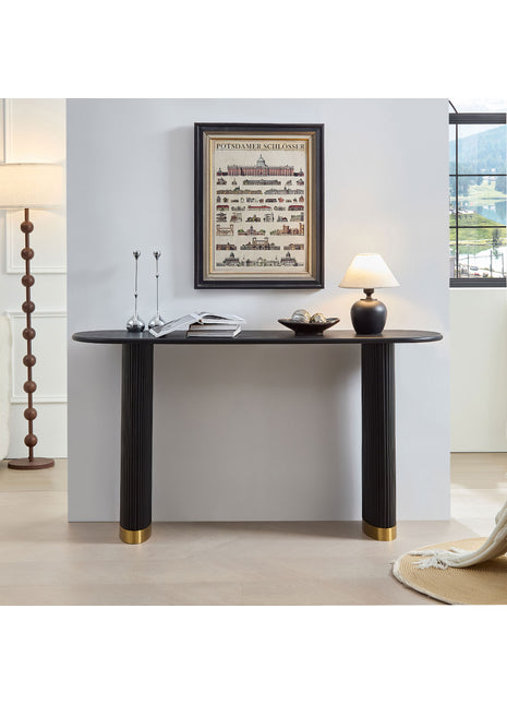 Likeshoppe 59.1 Inch Entryway Table For Living Room,Narrow Console Table With Unique Stainless Steel Legs Design, Modern Design MDF Sofa Table Entrance Table For Hallway, Entrance,Apartment,Black