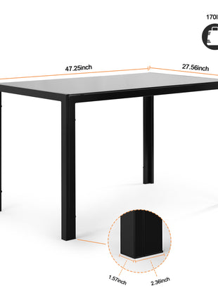 Likeshoppe 5 Pieces Dining Table Set Kitchen Tempered Glass Dining Table 4 Faux Leather Chairs