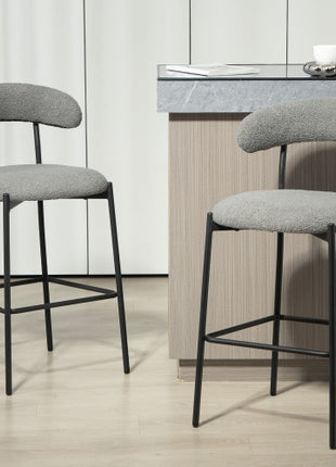 Teddy Fabric Likeshoppe Counter Height Bar Stool – Modern Kitchen Island Bar Chair with Black Metal Base & Footrest