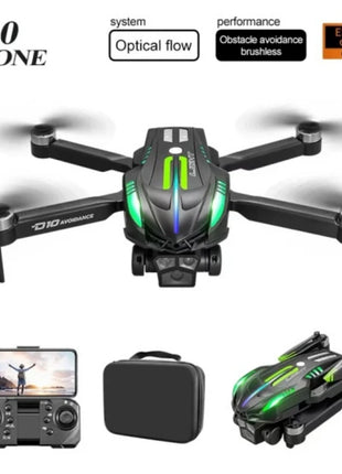 D10 Brushless Drone with Obstacle Avoidance – Foldable RC Drone with Dual Camera & Optical Flow