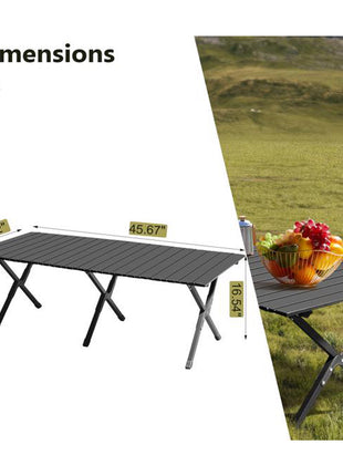 46 Inches Folding Camping Table – Portable Carbon Steel Picnic Table with Carry Bag