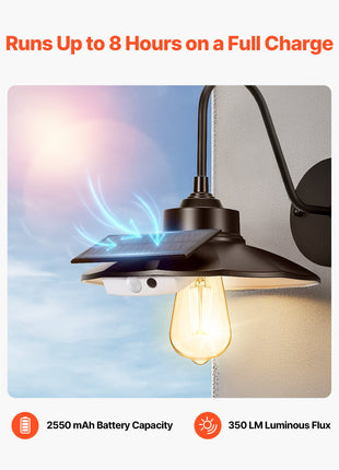 Likeshoppe Solar Outdoor Barn Light – Farmhouse Waterproof Wall Lantern with Smart Sensor & E26 Bulb Base