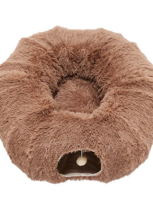 Cat Tunnel Bed Plush Donut Cat Cave – Peekaboo Indoor Tunnel Bed for Cats Kittens