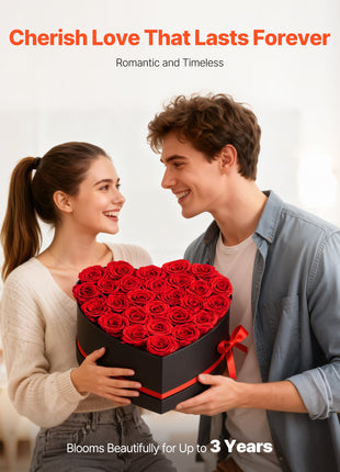27 Preserved Red Roses Heart Box – Forever Flowers Gift for Women Wife Mom Anniversary Valentine’s Day