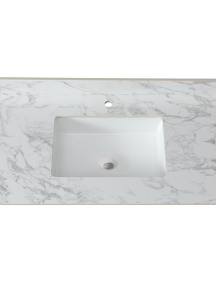43" Carrara White Bathroom Vanity Top with Sink – Sintered Stone Countertop with Backsplash