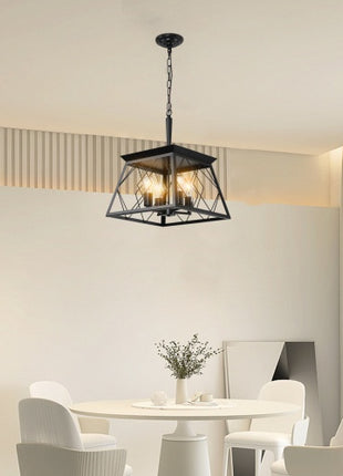 Likeshoppe 4 Light Farmhouse Chandelier Black – Rustic Iron Ceiling Light with Adjustable Chain for Dining Room, Kitchen & Entryway (E26)