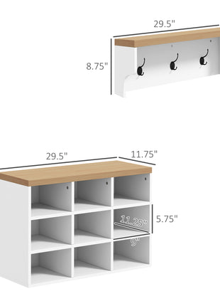 2-in-1 Entryway Coat Rack Shoe Bench – Hall Tree with Hooks & Shoe Storage Shelf