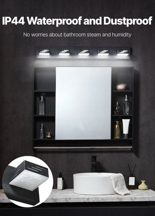 Likeshoppe 40W LED Vanity Light with 5 Rotatable Heads – Modern Waterproof Bathroom Light Fixture for Mirror & Makeup Lighting