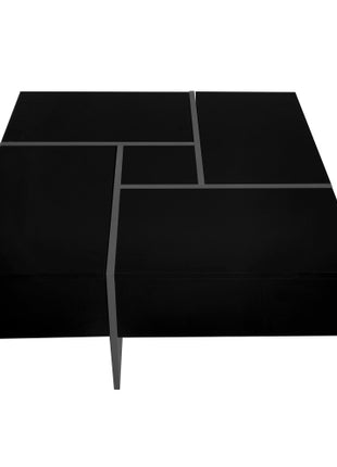 Likeshoppe Modern Square Coffee Table with Hidden Storage – Black High Gloss Lift Top Table with Sliding Expandable Design (31.5")