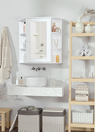 Likeshoppe Wall Mounted Bathroom Mirror Cabinet with Shelves – White Storage Organizer with Mirror for Small Bathrooms & Space Saving Design