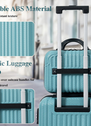 3 Piece ABS Luggage Set with TSA Lock & Spinner Wheels – Ice Blue