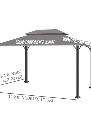 10' x 13' Patio Gazebo with Aluminum Frame – Outdoor Canopy Shelter with Netting & Curtains