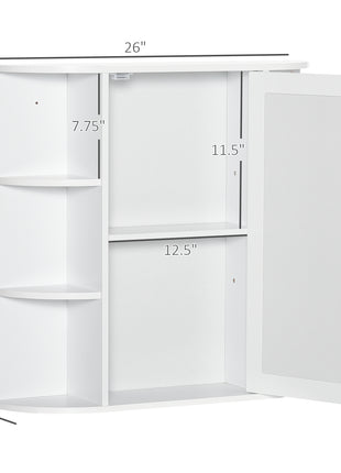 Likeshoppe Wall Mounted Bathroom Mirror Cabinet with Shelves – White Storage Organizer with Mirror for Small Bathrooms & Space Saving Design