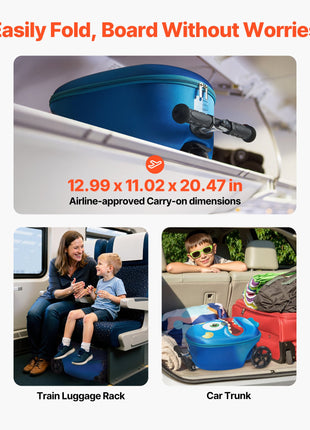 20" Kids Ride-On Scooter Luggage with Flash Wheels – Blue