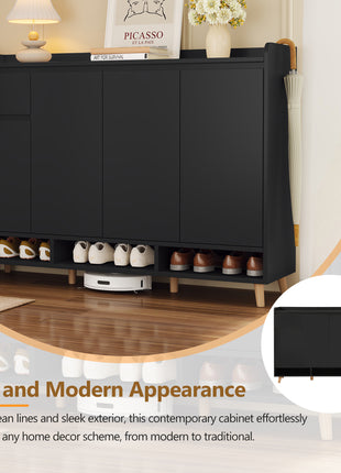 Modern Shoe Cabinet with Adjustable Shelves – Minimalist Entryway Organizer