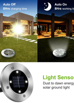 Likeshoppe Solar LED Ground Lights 4-Pack – Waterproof Outdoor Pathway Lighting for Garden, Yard & Walkway