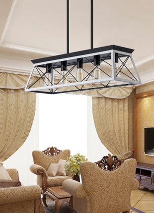 Likeshoppe 5 Light Farmhouse Chandelier White & Black – Rustic Wood & Iron Dining Room Ceiling Light with Adjustable Height (E26 Dimmable)