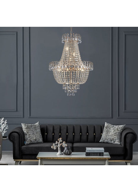 Likeshoppe Gold Crystal Chandelier Modern Luxury – K9 Crystal Ceiling Light Fixture for Living Room, Dining Room & Entryway (10 Light E12)