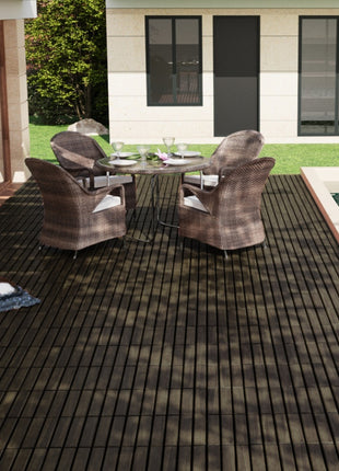 30 PCS Acacia Wood Interlocking Deck Tiles – 12" × 12" Outdoor Patio Flooring for Balcony, Garden & Poolside