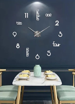 Large Modern Art Deco Wall Clock – Silent Black Acrylic Decorative Wall Clock for Living Room, Bedroom & Office