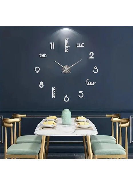 Large Modern Art Deco Wall Clock – Silent Black Acrylic Decorative Wall Clock for Living Room, Bedroom & Office