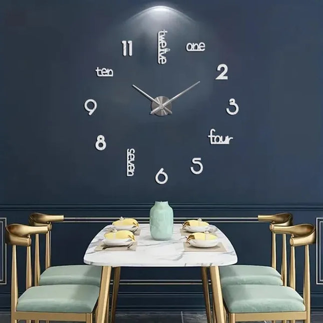 Large Modern Art Deco Wall Clock – Silent Black Acrylic Decorative Wall Clock for Living Room, Bedroom & Office