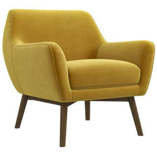 Likeshoppe Gold Velvet Lounge Chair with Walnut Wood Legs – Modern Accent Armchair for Living Room, Bedroom & Lounge Space