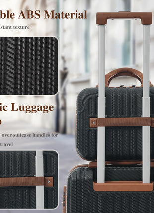 6 Piece ABS Luggage Set with TSA Lock & Spinner Wheels – Black Brown