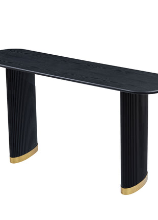 Likeshoppe 59.1 Inch Entryway Table For Living Room,Narrow Console Table With Unique Stainless Steel Legs Design, Modern Design MDF Sofa Table Entrance Table For Hallway, Entrance,Apartment,Black
