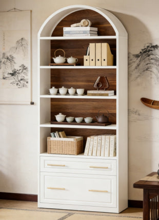 Likeshoppe Modern Arched Bookshelf with Drawer &amp; File Cabinet