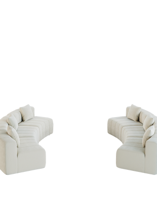 Likeshoppe Curved Modular Chenille Sectional Sofa – Beige 6-Seat Semi-Circular Cloud Couch with Pillows for Living Room