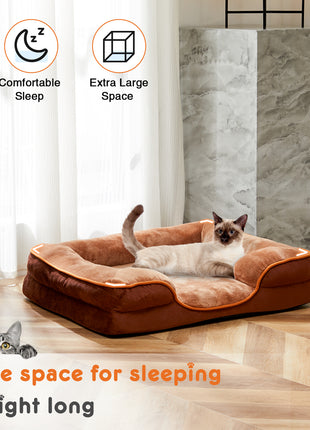 Memory Foam Orthopedic Pet Bed for Dogs & Cats – Washable Cover with Waterproof Liner
