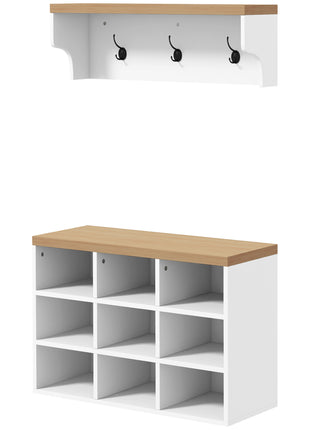 2-in-1 Entryway Coat Rack Shoe Bench – Hall Tree with Hooks & Shoe Storage Shelf
