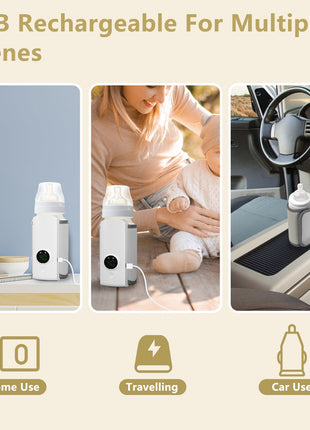 Portable Baby Bottle Warmer USB Rechargeable | Travel Milk & Formula Warmer with Temperature Control | Likeshoppe