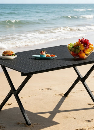 46 Inches Folding Camping Table – Portable Carbon Steel Picnic Table with Carry Bag