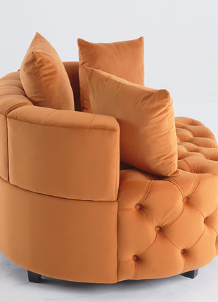 Orange Velvet Accent Lounge Chair – Modern Barrel Armchair for Living Room, Bedroom & Reading Space