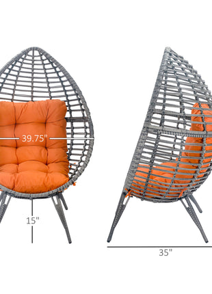 Likeshoppe Wicker Egg Chair with Cushion – Indoor Outdoor PE Rattan Lounge Chair for Patio, Living Room & Garden
